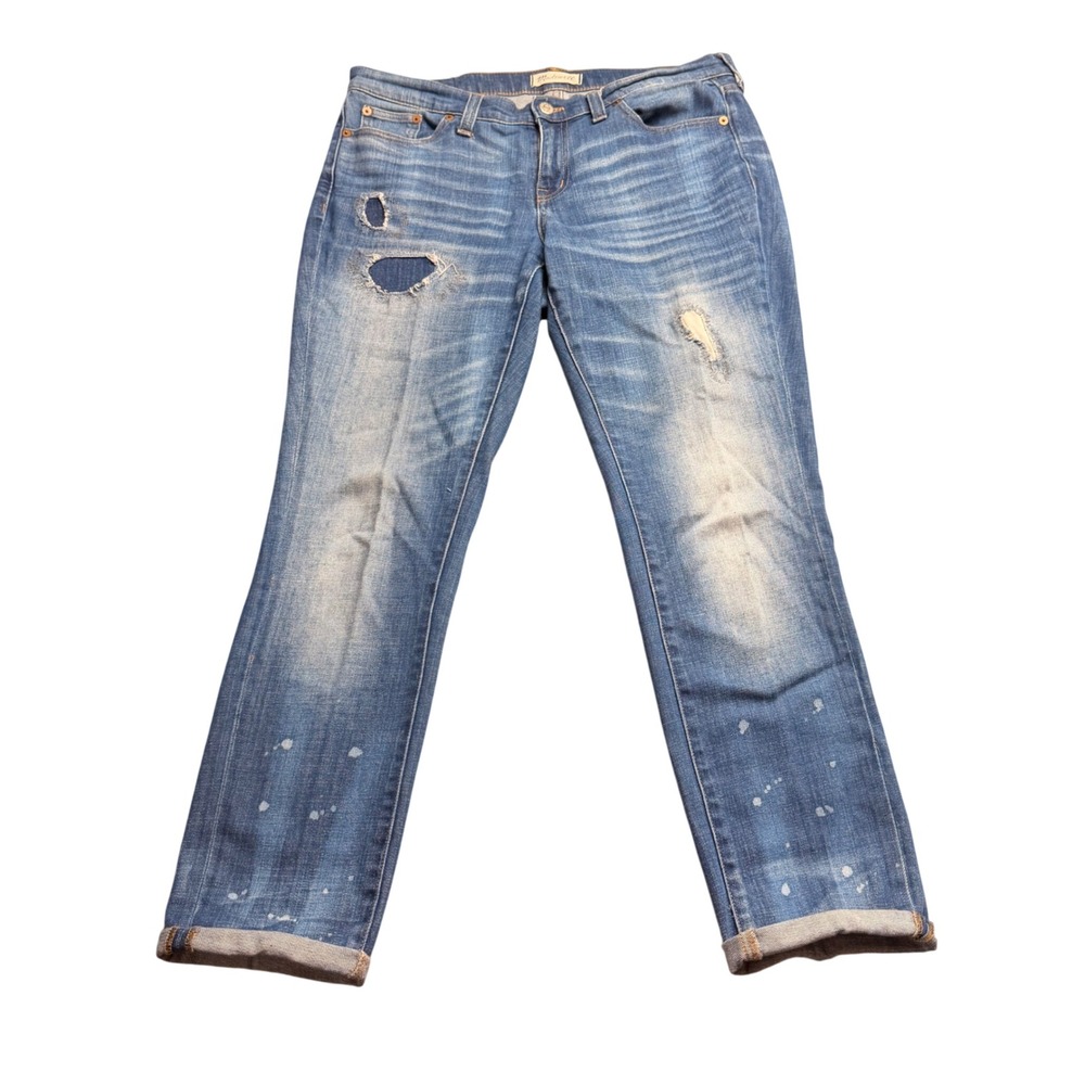 Madewell Slim Boyjean Distressed Paint Splatter Denim Jeans Blue Size 28